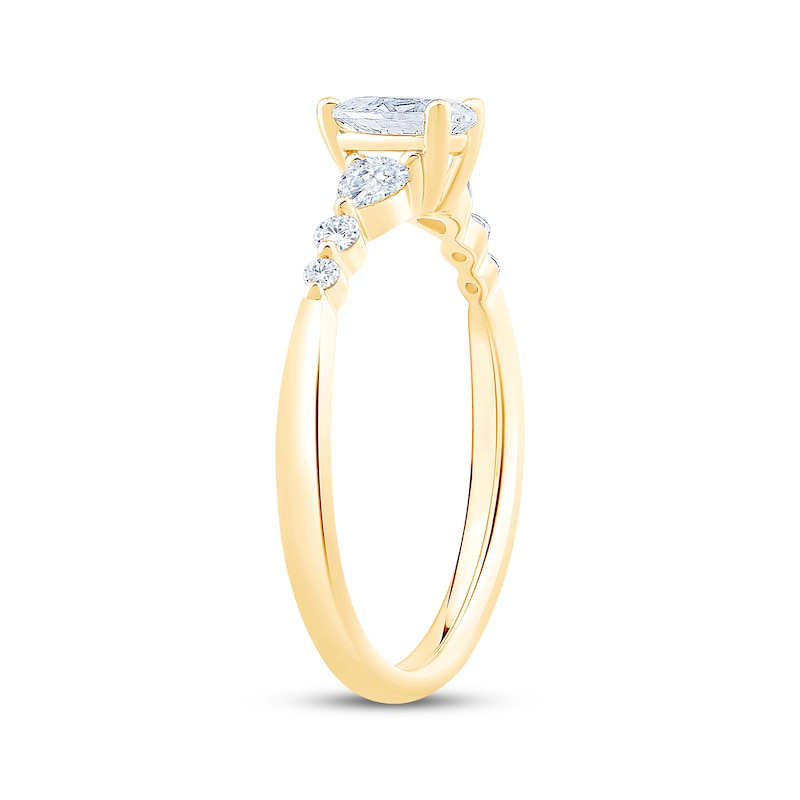 Main Image 2 of Now + Forever Lab-Grown Diamonds Pear-Shaped Three-Stone Engagement Ring 5/8 ct tw 14K Yellow Gold
