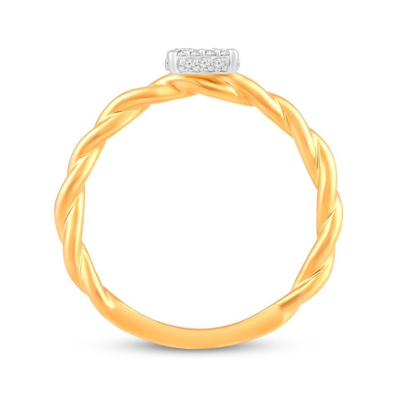 Main Image 3 of Princess-Cut Diamond Halo Rope-Textured Shank Promise Ring 1/6 ct tw 10K Yellow Gold