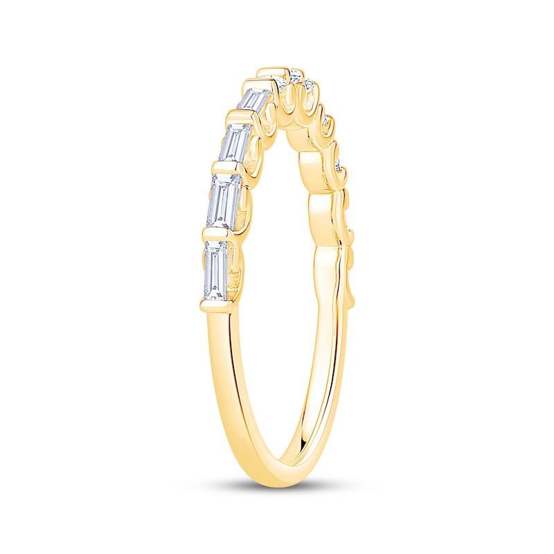 Main Image 2 of Now + Forever Round & Baguette-Cut Diamond Anniversary Ring 1/3 ct tw 10K Yellow Gold