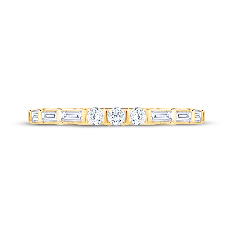 Main Image 3 of Now + Forever Round & Baguette-Cut Diamond Anniversary Ring 1/3 ct tw 10K Yellow Gold
