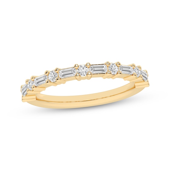 Now + Forever Baguette & Round-Cut Diamond Anniversary Ring 1/2 ct tw 10K Yellow Gold