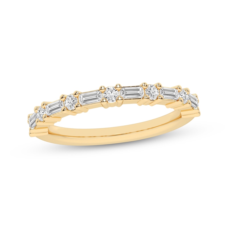 Main Image 1 of Now + Forever Baguette & Round-Cut Diamond Anniversary Ring 1/2 ct tw 10K Yellow Gold