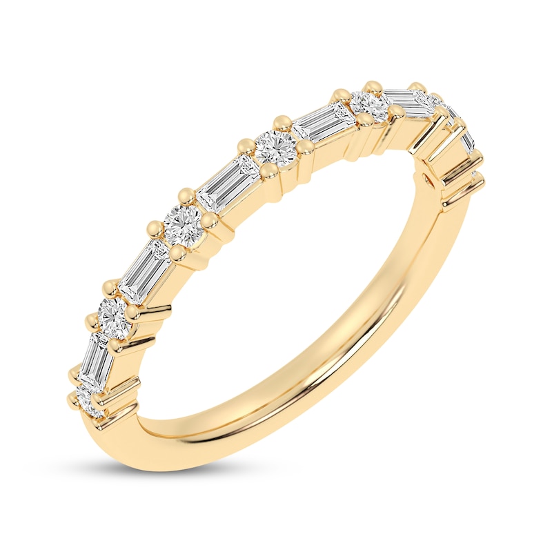 Main Image 2 of Now + Forever Baguette & Round-Cut Diamond Anniversary Ring 1/2 ct tw 10K Yellow Gold