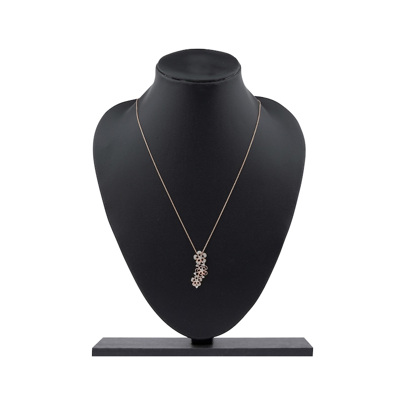 Main Image 5 of Diamond Flower Trio Drop Necklace 1/4 ct tw 10K Rose Gold 18"
