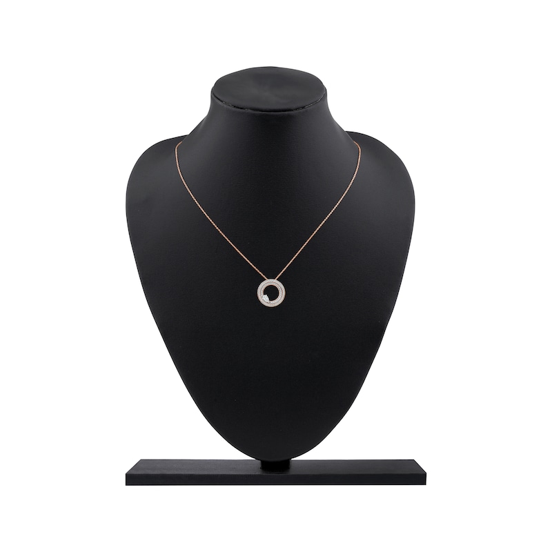 Main Image 5 of Pear-Shaped Diamond Two-Row Circle Necklace 1 ct tw 10K Rose Gold 18"