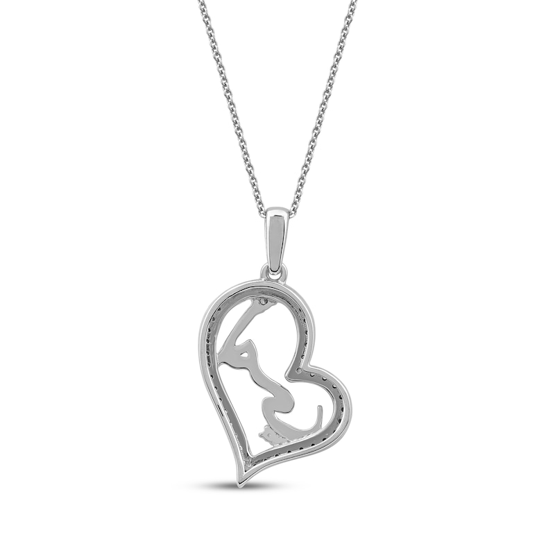 Main Image 3 of Diamond Arabic &quot;Mother&quot; Heart Necklace 1/4 ct tw 10K White Gold 18&quot;