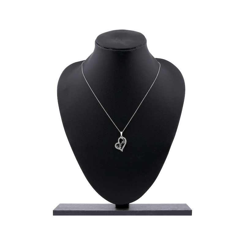 Main Image 5 of Diamond Arabic "Mother" Heart Necklace 1/4 ct tw 10K White Gold 18"