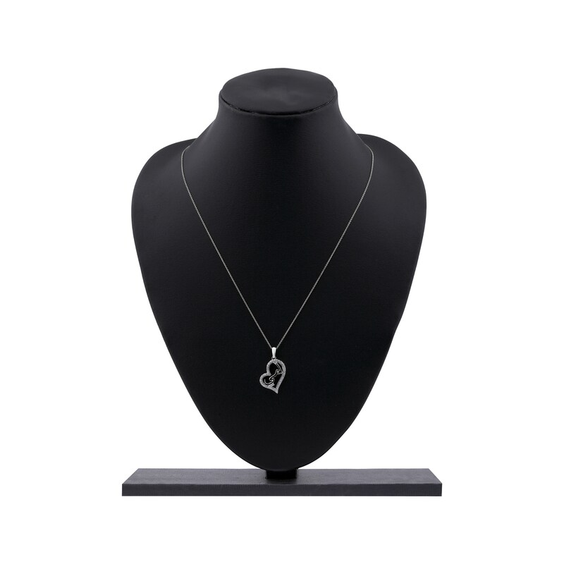 Main Image 6 of Diamond Arabic "Mother" Heart Necklace 1/4 ct tw 10K White Gold 18"