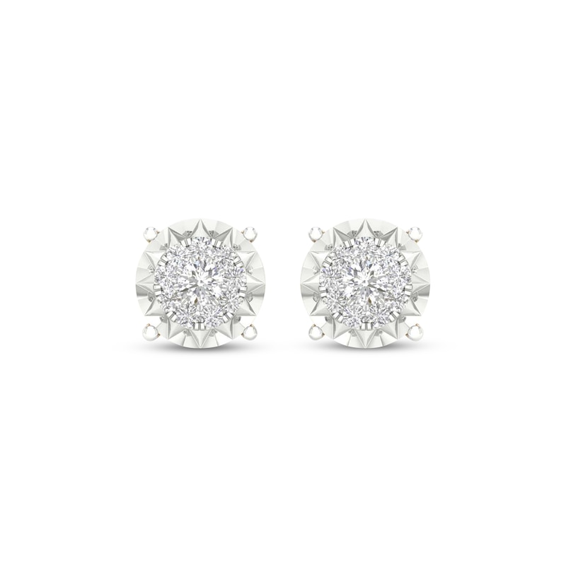 Main Image 2 of Men's Diamond Halo Starburst Stud Earrings 1/4 ct tw 10K Yellow Gold
