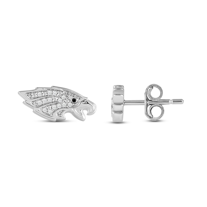 Main Image 3 of True Fans Philadelphia Eagles 1/15 ct tw Diamond Logo Stud Earrings Sterling Silver