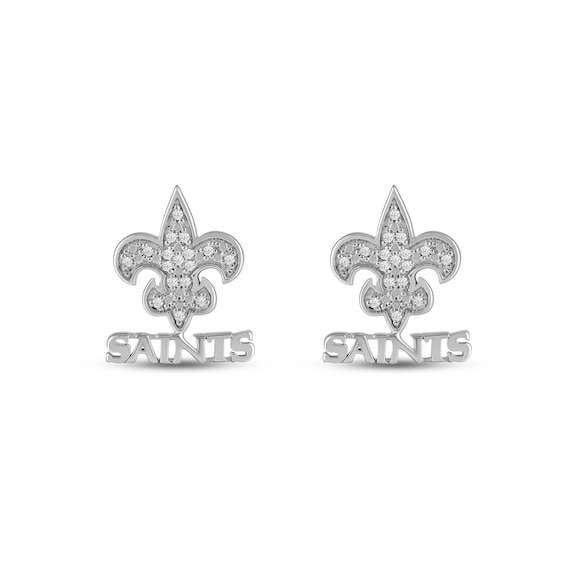 True Fans New Orleans Saints 1/15 ct tw Diamond Logo Stud Earrings Sterling Silver