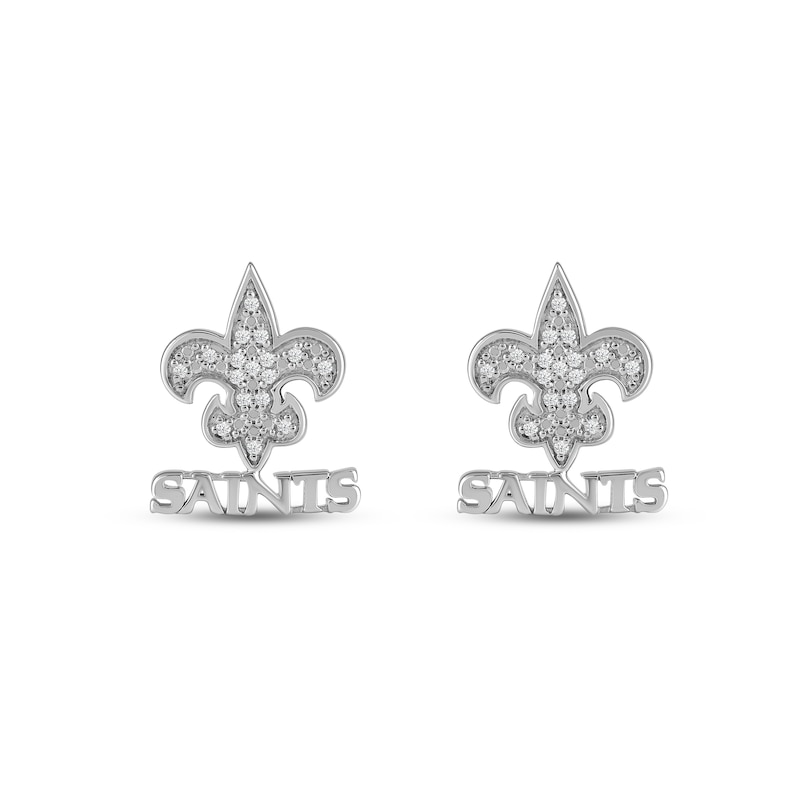 Main Image 1 of True Fans New Orleans Saints 1/15 ct tw Diamond Logo Stud Earrings Sterling Silver