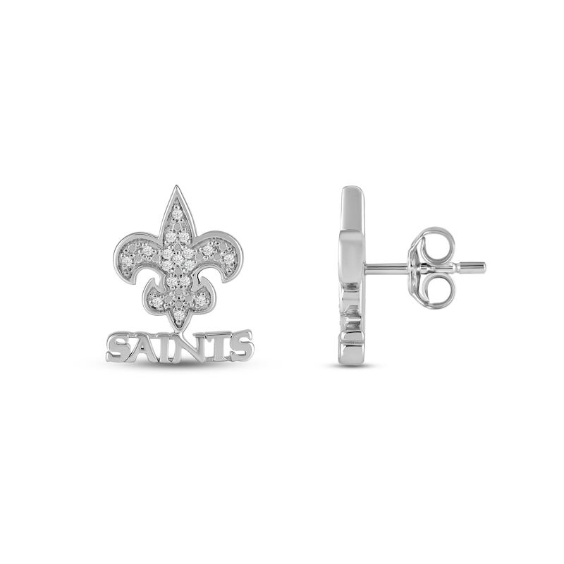 Main Image 2 of True Fans New Orleans Saints 1/15 ct tw Diamond Logo Stud Earrings Sterling Silver