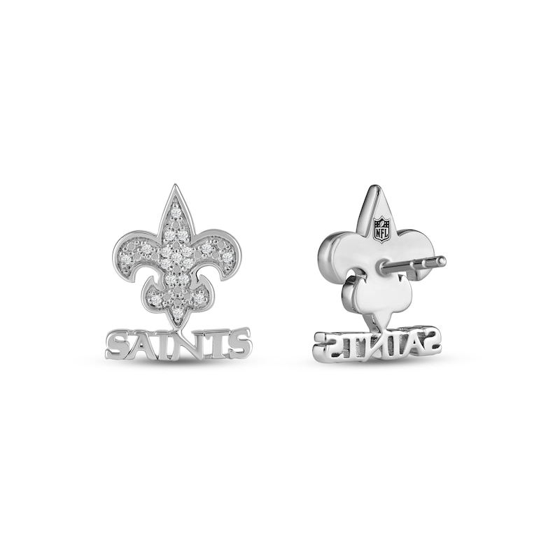 Main Image 3 of True Fans New Orleans Saints 1/15 ct tw Diamond Logo Stud Earrings Sterling Silver