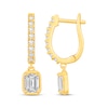 Thumbnail Image 1 of Emerald-Cut Lab-Grown Diamond Dangle Hoop Earrings 1 ct tw 10K Yellow Gold