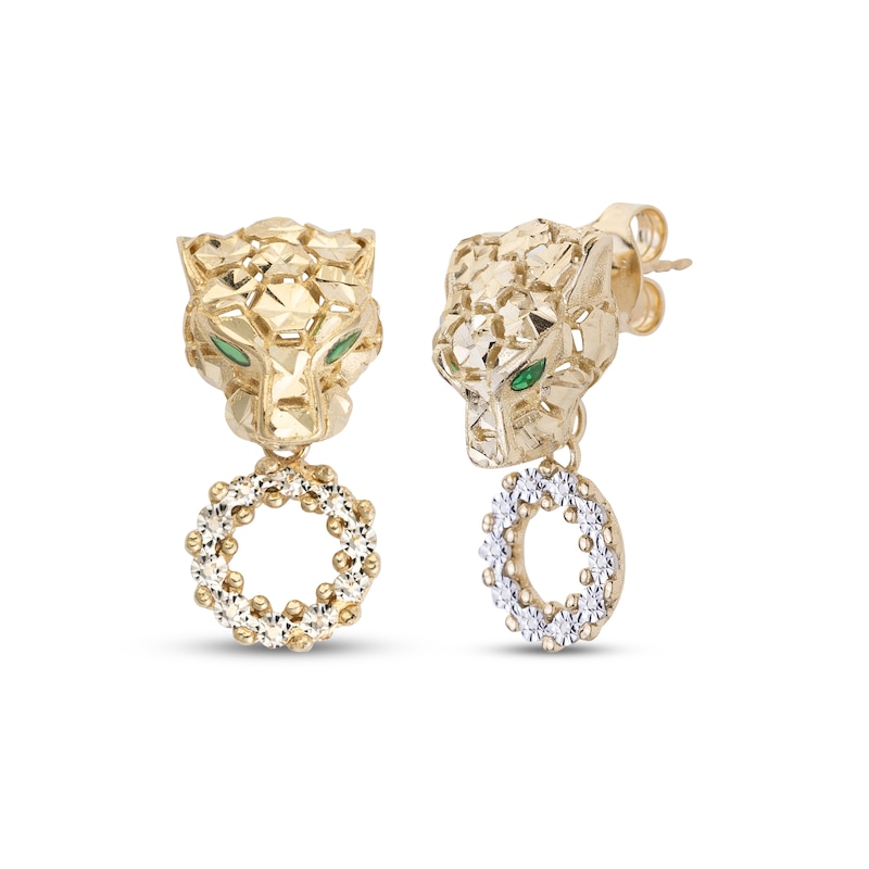 Main Image 1 of Italian Brilliance Panther Dangle Earrings 14K Two-Tone Gold