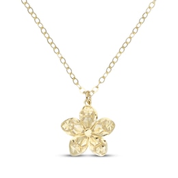 Diamond-Cut Flower Necklace 14K Yellow Gold 18"
