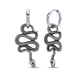 Men's Snake Drop Hoop Earrings Stainless Steel