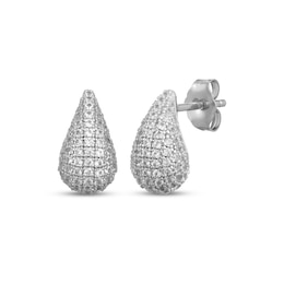 White Lab-Created Sapphire Teardrop Drop Earrings Sterling Silver