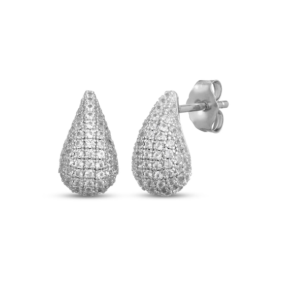 White Lab-Created Sapphire Teardrop Drop Earrings Sterling Silver
