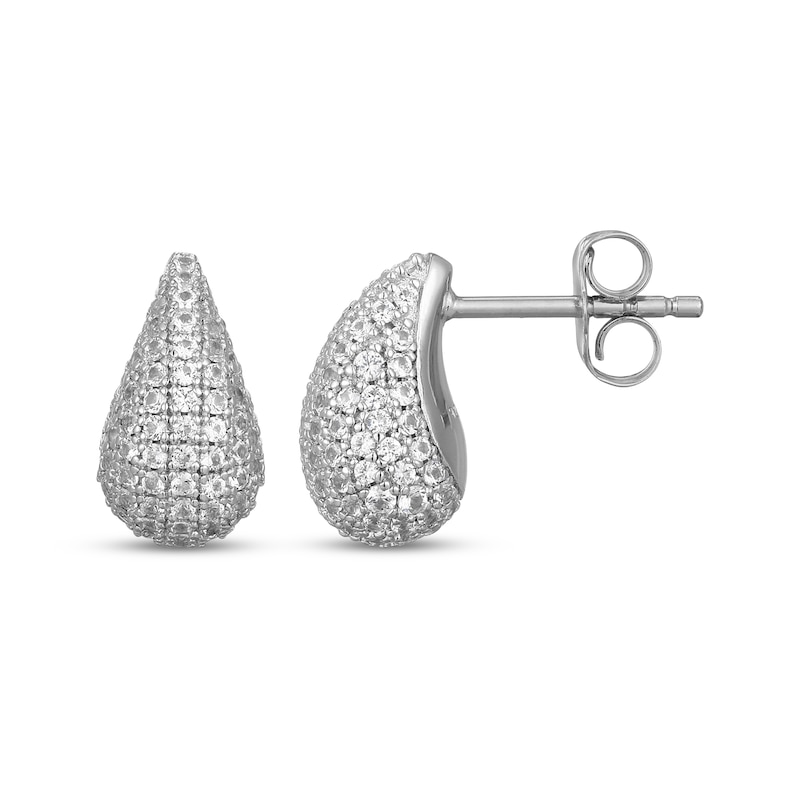 Main Image 3 of White Lab-Created Sapphire Teardrop Drop Earrings Sterling Silver