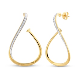 Diamond Open Twist Teardrop Earrings 1/3 ct tw 10K Yellow Gold