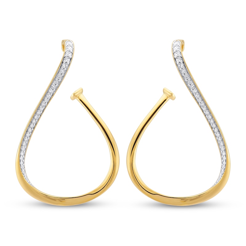 Main Image 2 of Diamond Open Twist Teardrop Earrings 1/3 ct tw 10K Yellow Gold