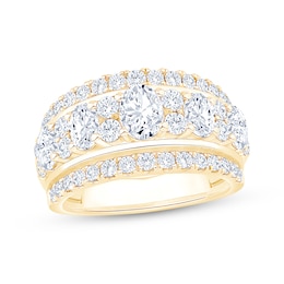 Now + Forever Lab-Grown Diamonds Oval & Round-Cut Multi-Row Anniversary Ring 2-1/2 ct tw 14K Yellow Gold