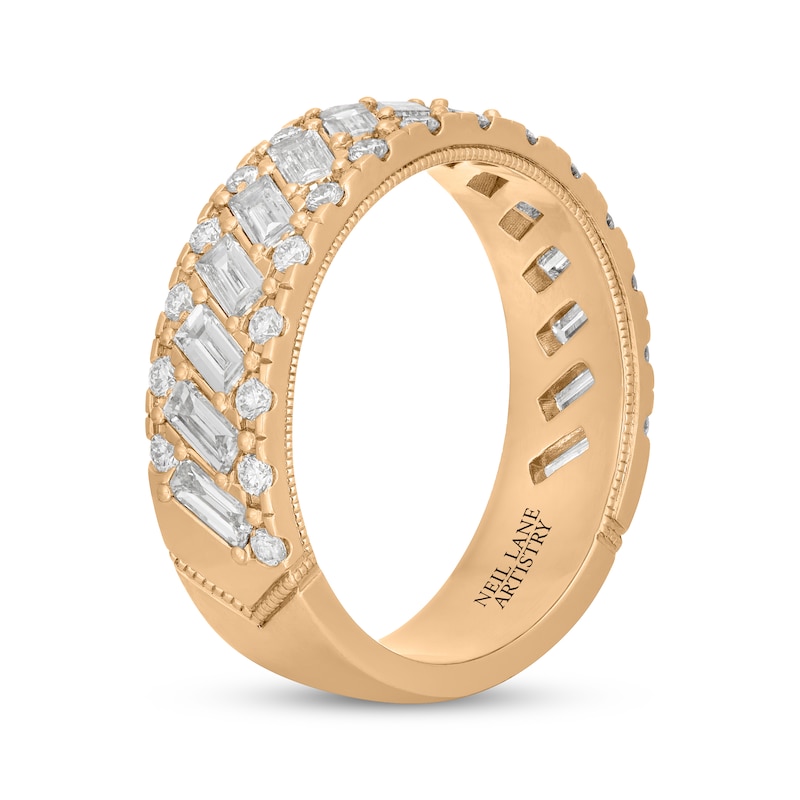 Main Image 2 of Neil Lane Artistry Men's Baguette & Round-Cut Lab-Grown Diamond Wedding Band 2 ct tw 14K Yellow Gold