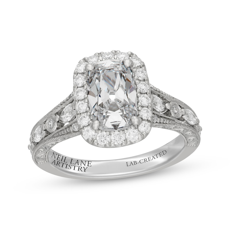 Main Image 1 of Neil Lane Artistry Cushion-Cut Lab-Grown Diamond Halo Engagement Ring 2-1/4 ct tw Platinum