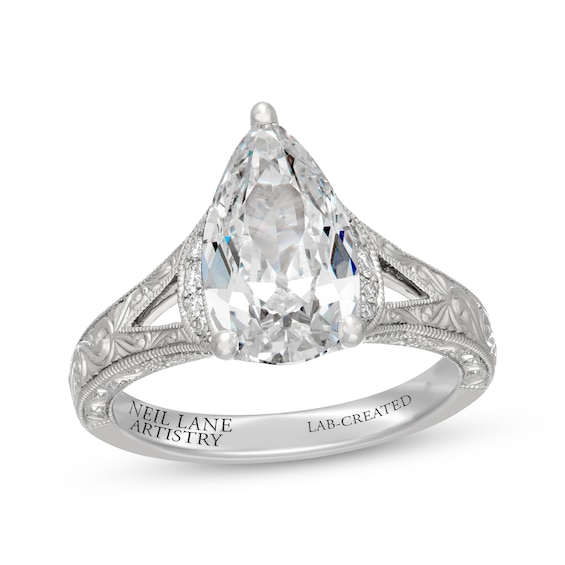 Neil Lane Artistry Heritage Pear-Shaped Lab-Grown Diamond Halo Engagement Ring 3-1/4 ct tw Platinum