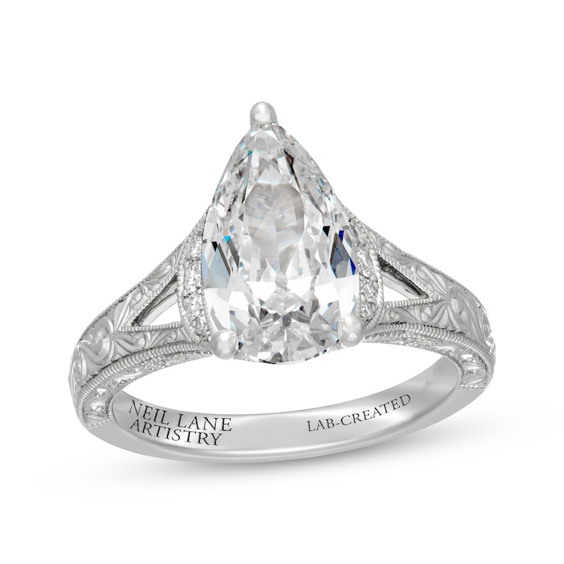 Main Image 1 of Neil Lane Artistry Heritage Pear-Shaped Lab-Grown Diamond Halo Engagement Ring 3-1/4 ct tw Platinum