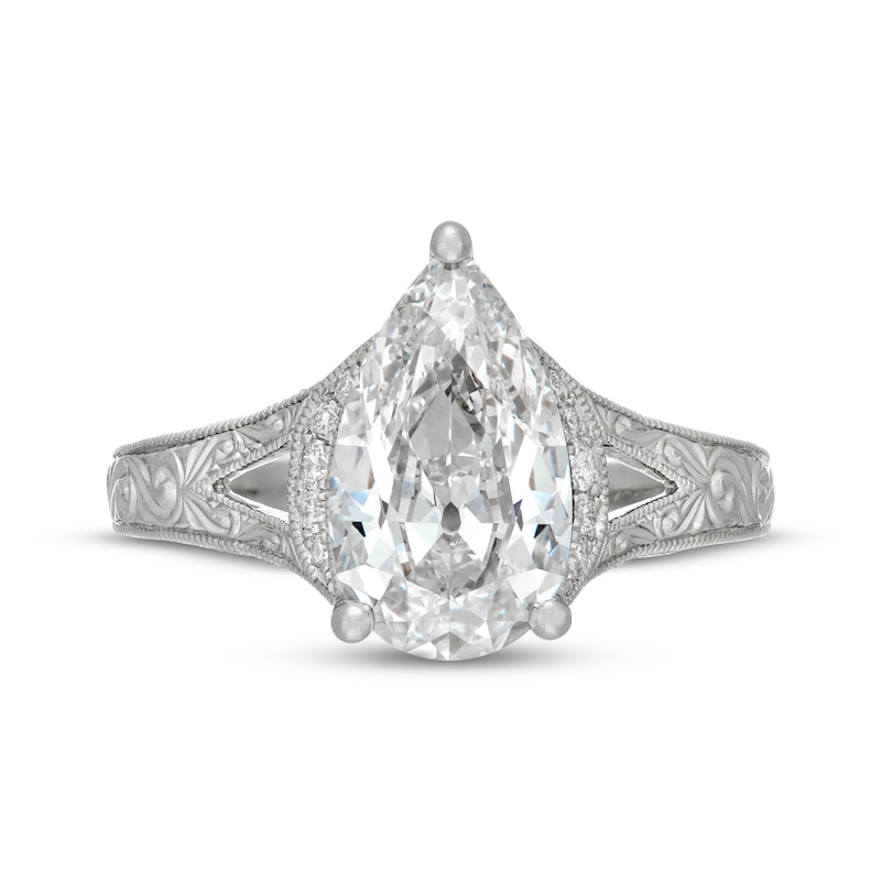 Main Image 3 of Neil Lane Artistry Heritage Pear-Shaped Lab-Grown Diamond Halo Engagement Ring 3-1/4 ct tw Platinum