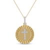 Thumbnail Image 1 of STUDIO BY KAY Diamond Cross Medallion Necklace 1/10 ct tw 24K Yellow Gold Vermeil Sterling Silver 18"