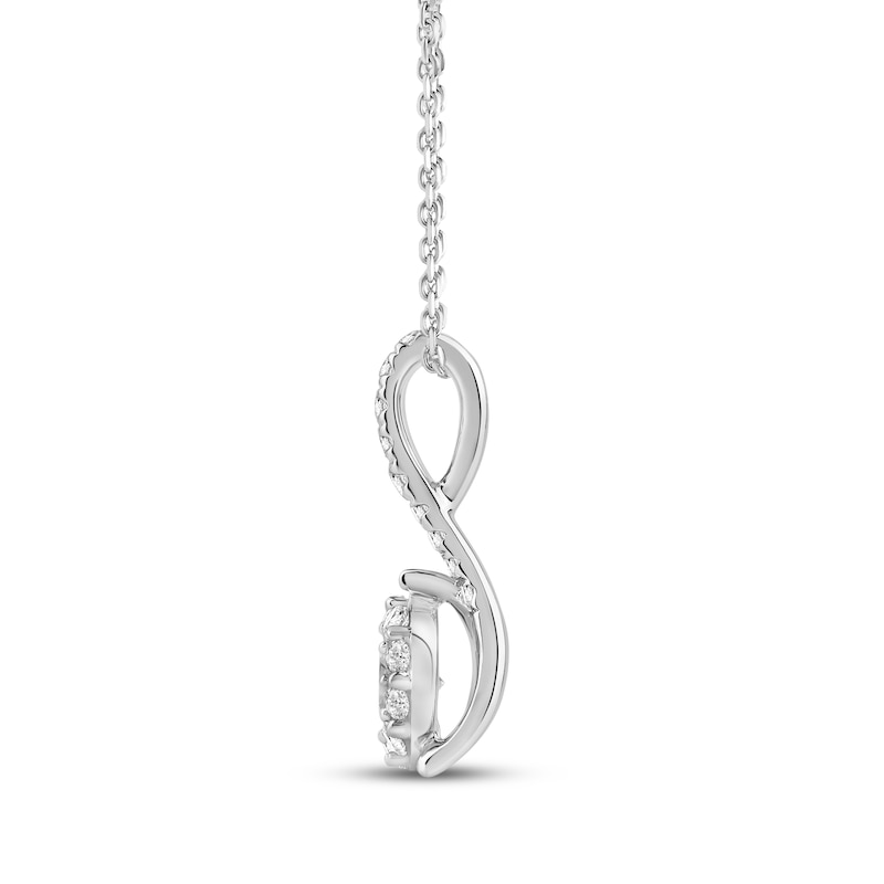 Main Image 3 of Closer Together Lab-Grown Diamond Halo Drop Necklace 1/2 ct tw 10K White Gold 18"