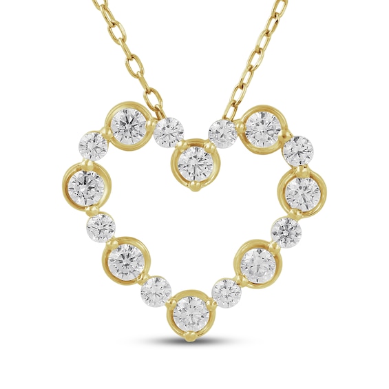 KAY Lab-Grown Diamonds Heart Outline Necklace 1/2 ct tw 10K Yellow Gold 18"