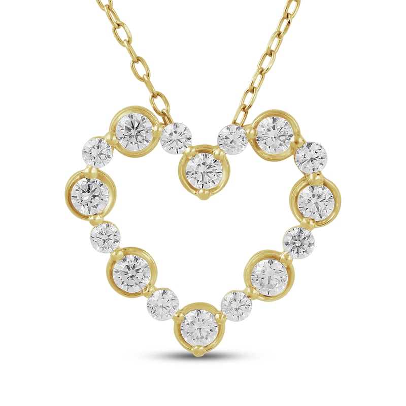 Main Image 1 of KAY Lab-Grown Diamonds Heart Outline Necklace 1/2 ct tw 10K Yellow Gold 18"