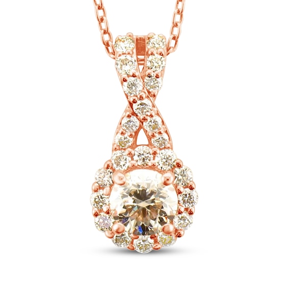 Le Vian Diamond Halo Drop Necklace 3/4 ct tw 14K Strawberry Gold 20"