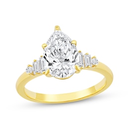 Now + Forever Lab-Grown Diamonds Pear-Shaped Engagement Ring 2-1/5 ct tw 14K Yellow Gold