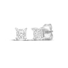 Thumbnail Image 1 of Radiant Reflections Round-Cut Lab-Grown Diamond Square Frame Solitaire Stud Earrings 1/4 ct tw Sterling Silver (I/SI2)