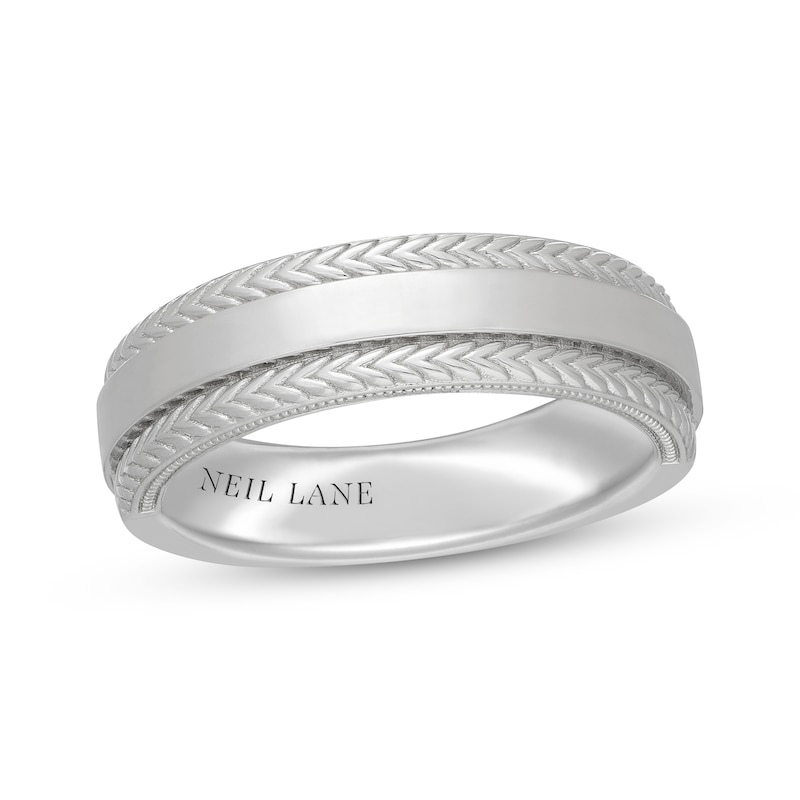 Main Image 1 of Neil Lane Men's Herringbone Wedding Band 14K White Gold