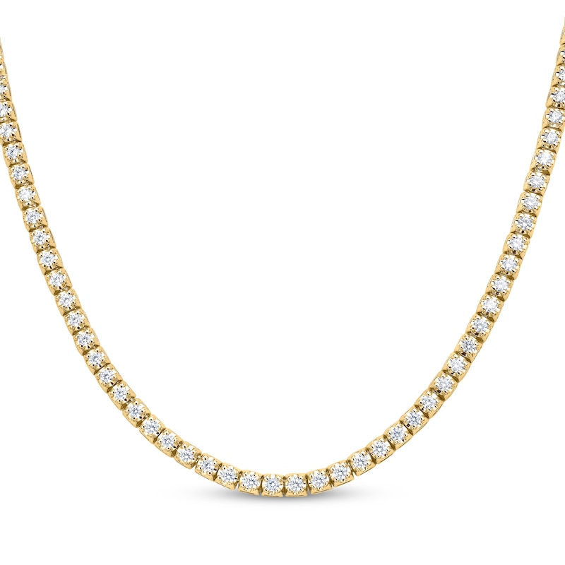 Main Image 1 of Men's KAY Lab-Grown Diamond Tennis Necklace 8 ct tw 10K Yellow Gold 20"