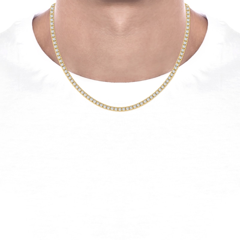 Main Image 4 of Men's KAY Lab-Grown Diamond Tennis Necklace 8 ct tw 10K Yellow Gold 20"