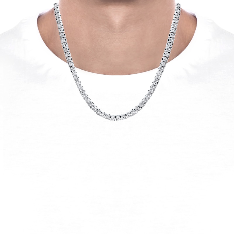 Main Image 4 of KAY Lab-Grown Diamonds Men's Tennis Necklace 15 ct tw Sterling Silver 20"