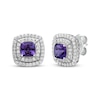 Thumbnail Image 3 of Cushion-Cut Amethyst Double Halo Gift Set Sterling Silver
