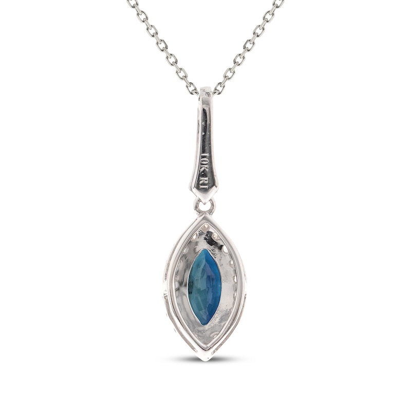 Main Image 2 of Marquise-Cut Natural Blue Sapphire & Diamond Necklace 1/6 ct tw 10K White Gold 18"