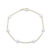 Thumbnail Image 2 of Oval Cultured Pearl Station Bracelet 10K Yellow Gold 7.25"