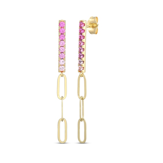 STUDIO BY KAY Pink Lab-Created Sapphire Ombré Chain Drop Earrings 24K Yellow Gold Vermeil Sterling Silver