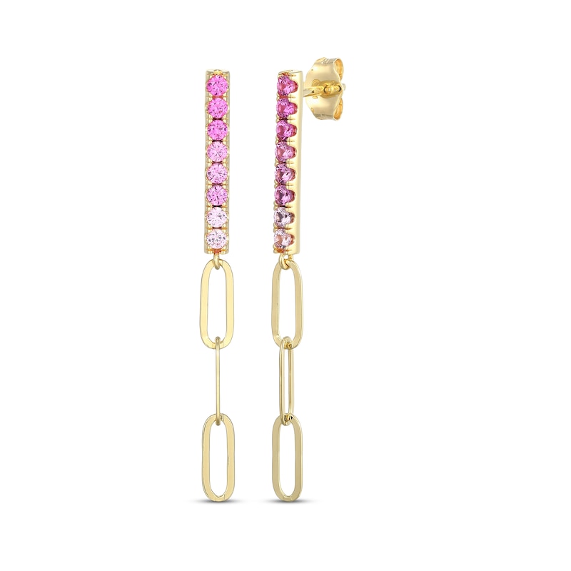 Main Image 1 of STUDIO BY KAY Pink Lab-Created Sapphire Ombré Chain Drop Earrings 24K Yellow Gold Vermeil Sterling Silver
