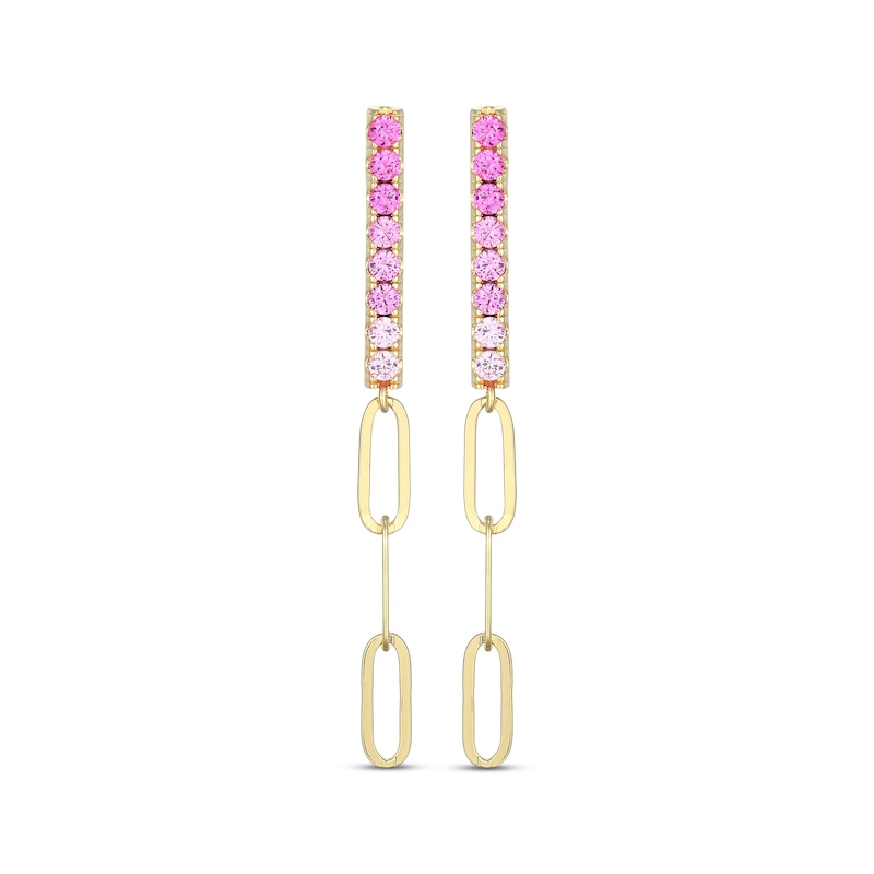 Main Image 2 of STUDIO BY KAY Pink Lab-Created Sapphire Ombré Chain Drop Earrings 24K Yellow Gold Vermeil Sterling Silver